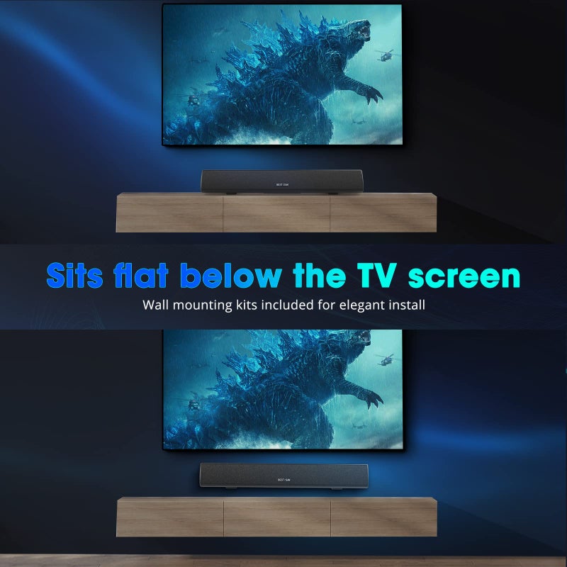 BESTISAN بار الصوت BESTISAN، بار صوت التلفاز مع HDMI سلكي وبلوتوث 5.0 اللاسلكي نظام مسرح منزلي (28 بوصة، تقنية تعزيز الصوت، محركات 3 بوصة، قابل لضبط الصوت، قابل للتعليق على الحائط، DSP) - Image 5